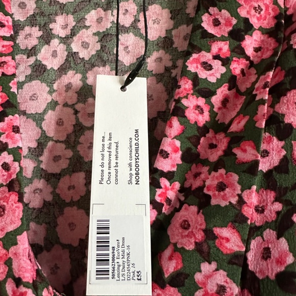 NOBODY’s CHILD/ASOS DAISY COLLARED MIDI TRA DRESS IN FUCHSIA BLOOM sz 12 - Picture 5 of 6